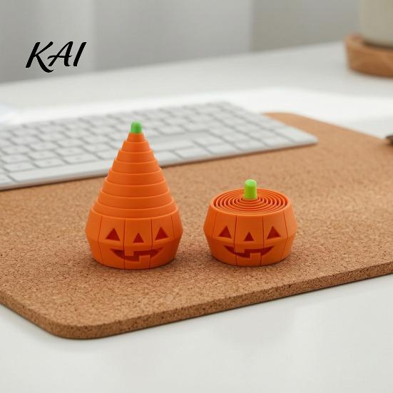 Portable Anxiety Relief Toy Halloween Pumpkin Stress Toy, Retractable Spiral Fidget Sensory for Cute Grimace Model Kids Adults, 3D Printed Desktop