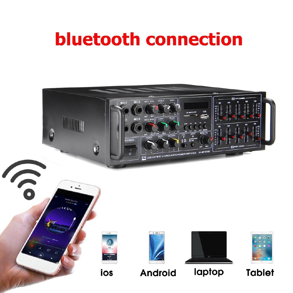 110-240 В Bluetooth Система Усилителя Мощности Звук Аудио Стерео Ресивер Поддержка 4-канального Микрофонного Входа Домашний Кинотеатр 2000 Вт