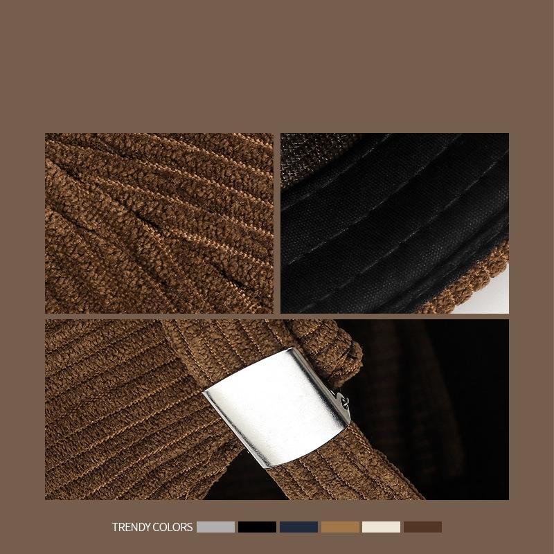 Northwood All Seaosns Solid Color Coarse Corduroy Melon Skin Hat Street Retro Tang Hat Trendy Hip Hop Japanese Striped Velvet Landlord Hat