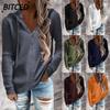 Женская Модная Повседневная Однотонная с Принтом Толстовка с Капюшоном и Длинным Рукавом Худи и Свитшоты Международный дизайн