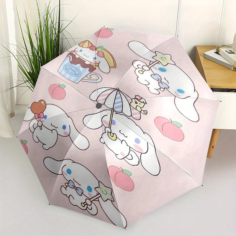 Cinnamoroll, Peach Automatic Open/Close Umbrella-Cute Umbrella with Cute Design, Portable 3-Fold Compact Umbrella for Men & Women, Halloween