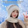 Thickening Beanie Hat Scarf Knitted Ear Protection Cap Winter Integrated Cap Scarf Women