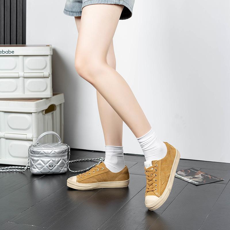 Версия из коровьей кожи кроссовок Stars в старом ретро-стиле, маленькие грязные туфли на плоской подошве, с наступающей на пятку задней частью, женские туфли, универсальные повседневные спортивные грязные туфли