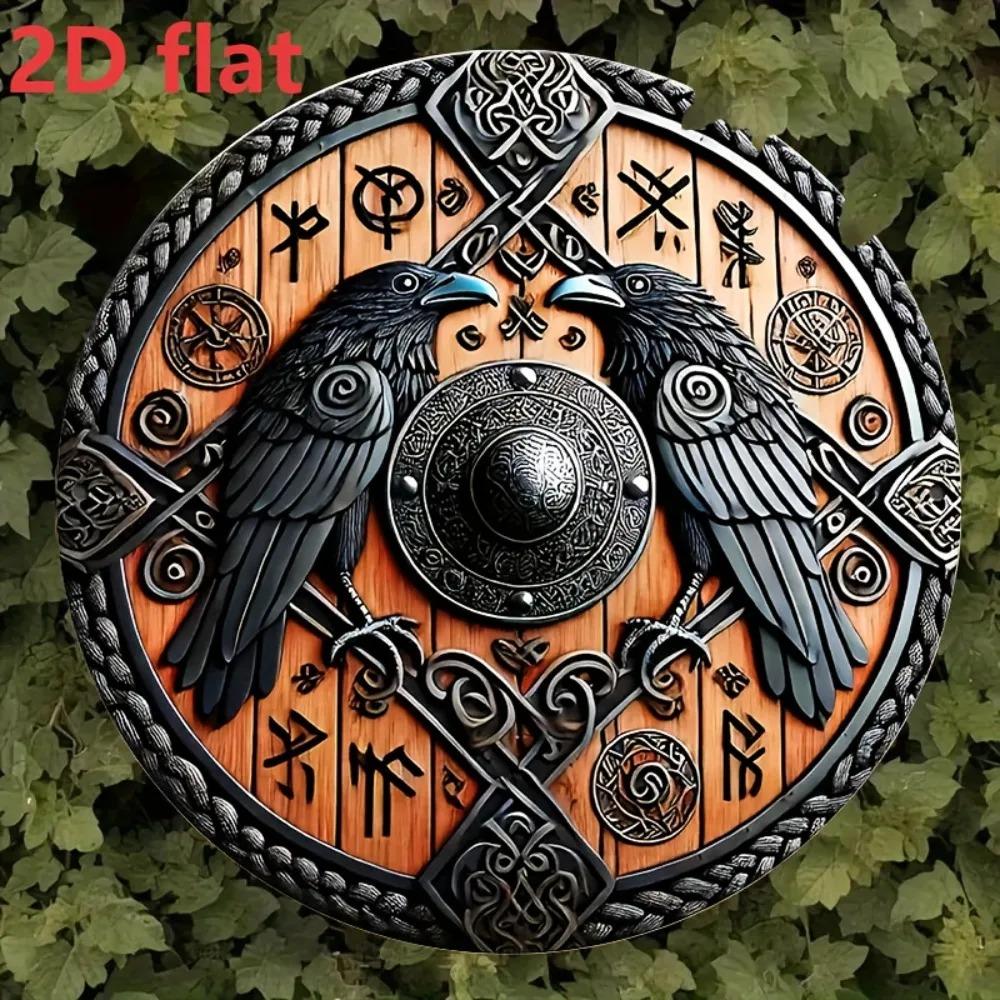 Viking Shield Wall Metal Art Inch Round Norse Celtic Knot Decor for Home Bar Outdoor Gift