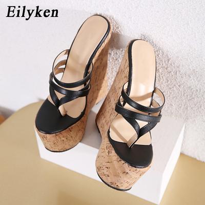 Модные Eilyken Сексуальные Модные Узкие Ремешки Клинья Шлепанцы Женские Сандалии Супер Каблуки Платформа Мюли Женская Обувь