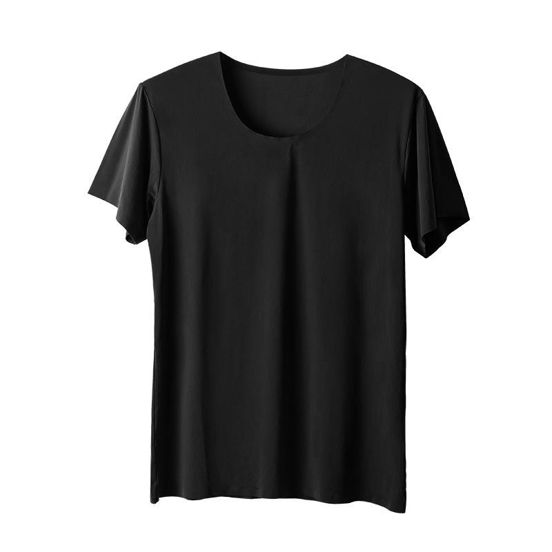 Мужская летняя бесшовная белая футболка с короткими рукавами из шелка Ice Silk