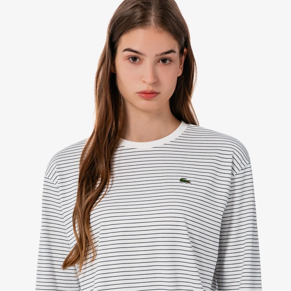 [Lacoste] Women's Striped Ribbon Long-Sleeve T-Shirt TF932E-56G166