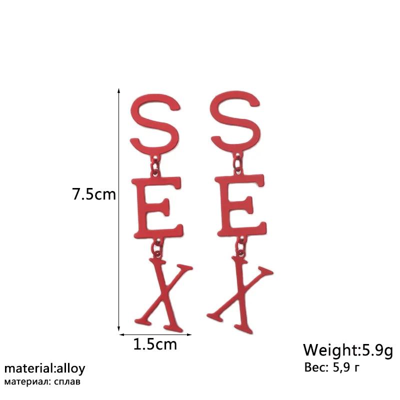 Индивидуальные модные большие висячие серьги с буквами для женщин, металлические висячие серьги-капли для ушей SEX, многоцветные вечерние женские подарочные Pendientes