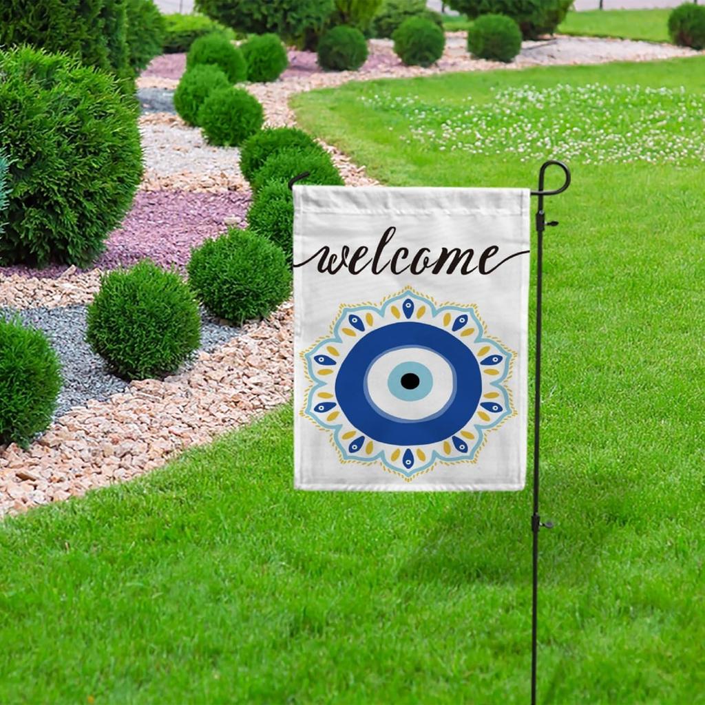 Garden Flag Vertical Double Sided Yard Flags Evil Eye Mandala Welcome Banner Holidays Outdoor Indoor Farmhouse Seasonal Decoration Polyester