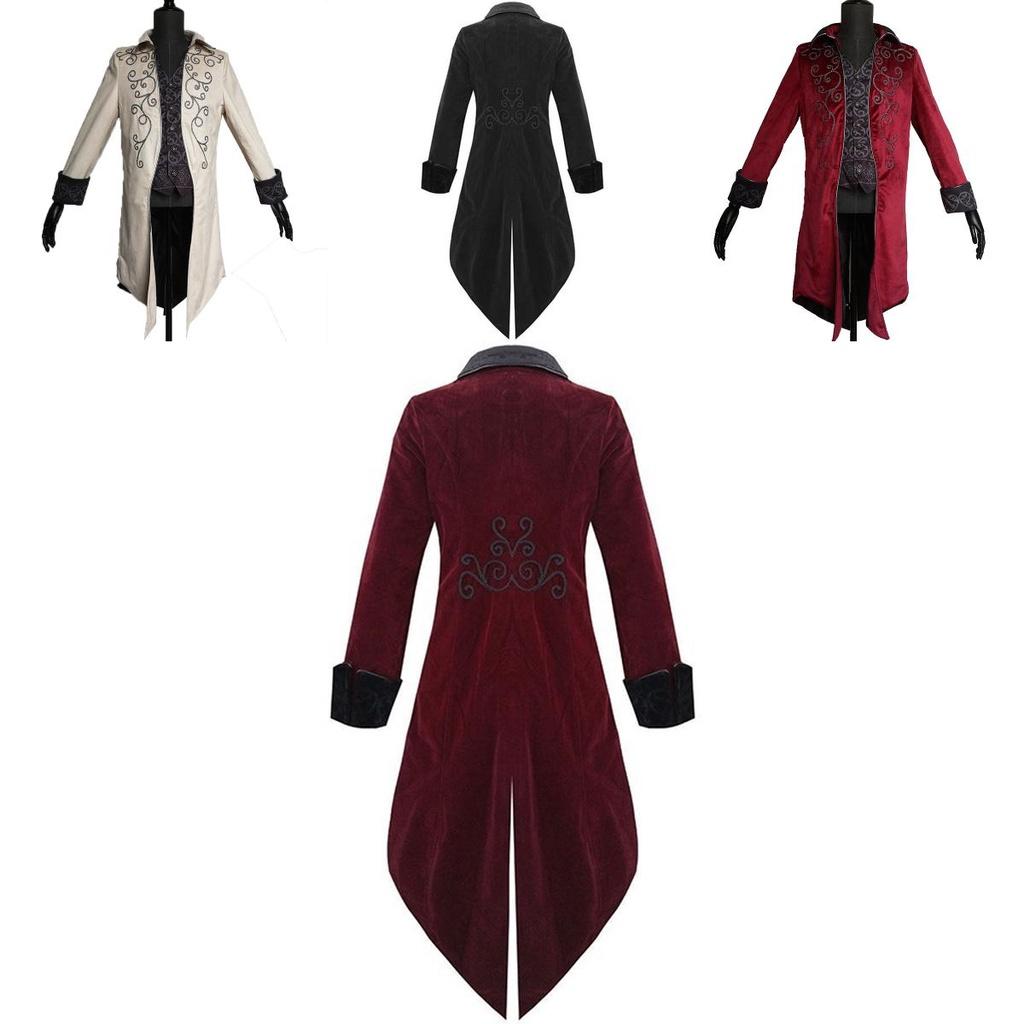 Винтажный мужской фрак элегантного черного цвета для готических стимпанк костюмированных вечеринок