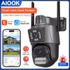AIOOK Outdoor Waterproof Dual Lens HD 8MP 4K WiFi Camera Two Way Intercom Light Alarm Night Vision TUYA Camera Motion Detection
