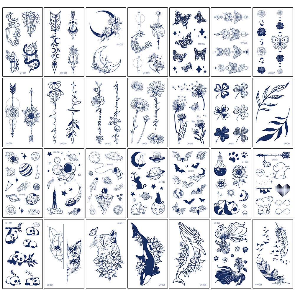 Водостойкие полуперманентные татуировки-наклейки на травяной основе для мужчин и женщин