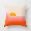 Vibrant Orange Rainbow Sunset Print Pillow Cover Abstract Geometric Lines Pillow Cover Sofa Car Office Cushion Cover Home Decor
