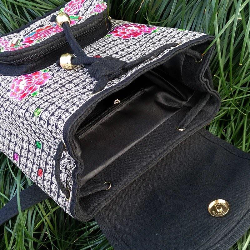 WTEMPO Ретро этнический стиль вышитые холщовые рюкзаки женские повседневные универсальные большой вместимости дорожные сумки для покупок