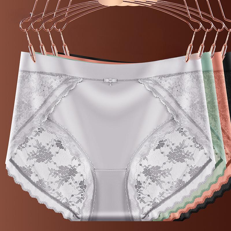 Large Size Briefs Light Luxury Women's Underwear Sexy Lace Jacquard Panties Breathable Crotch Underpants for Women