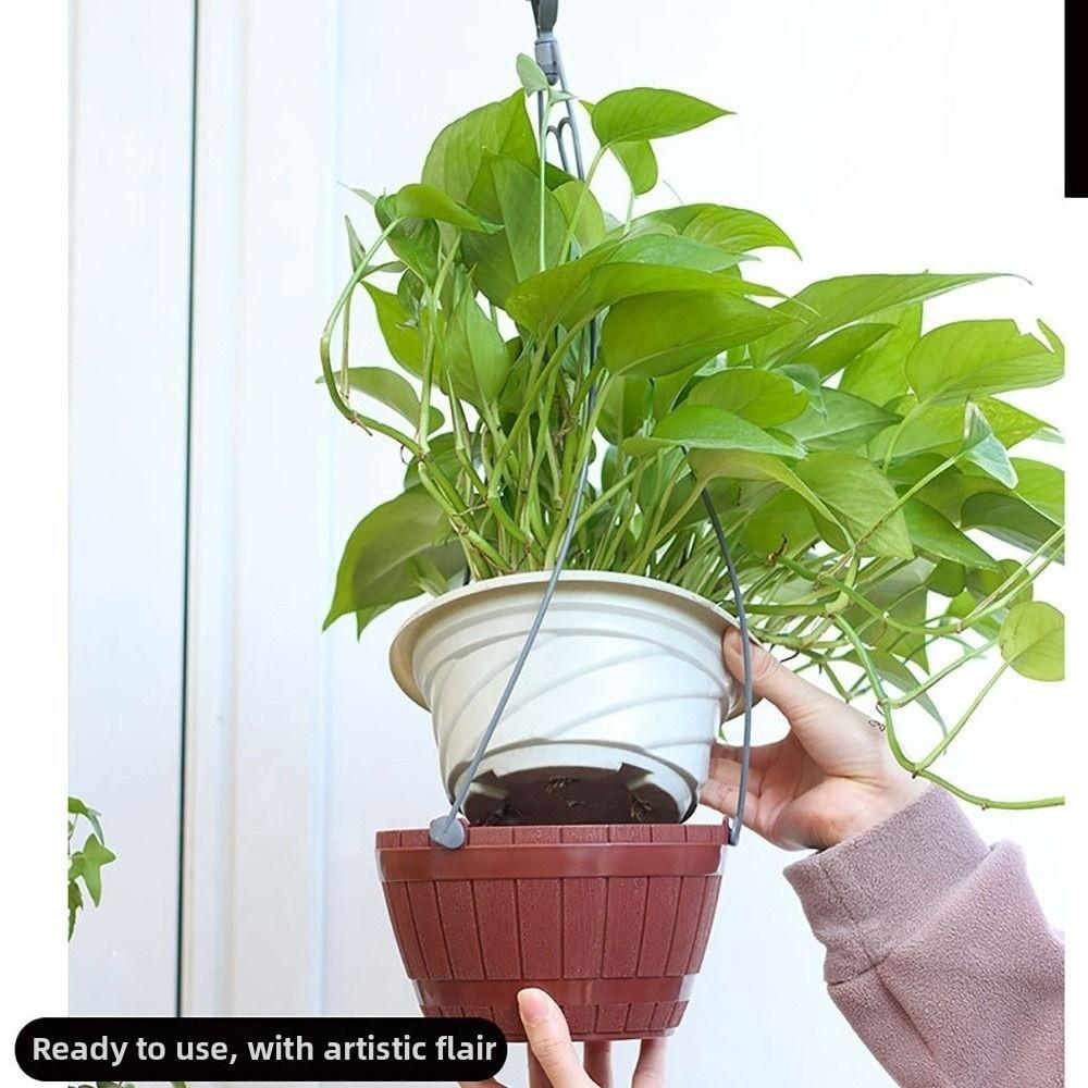 Grey Brown Hanging Flower Pots Self Watering Plant Flowerpot High Quality Planter  Balcony Decor