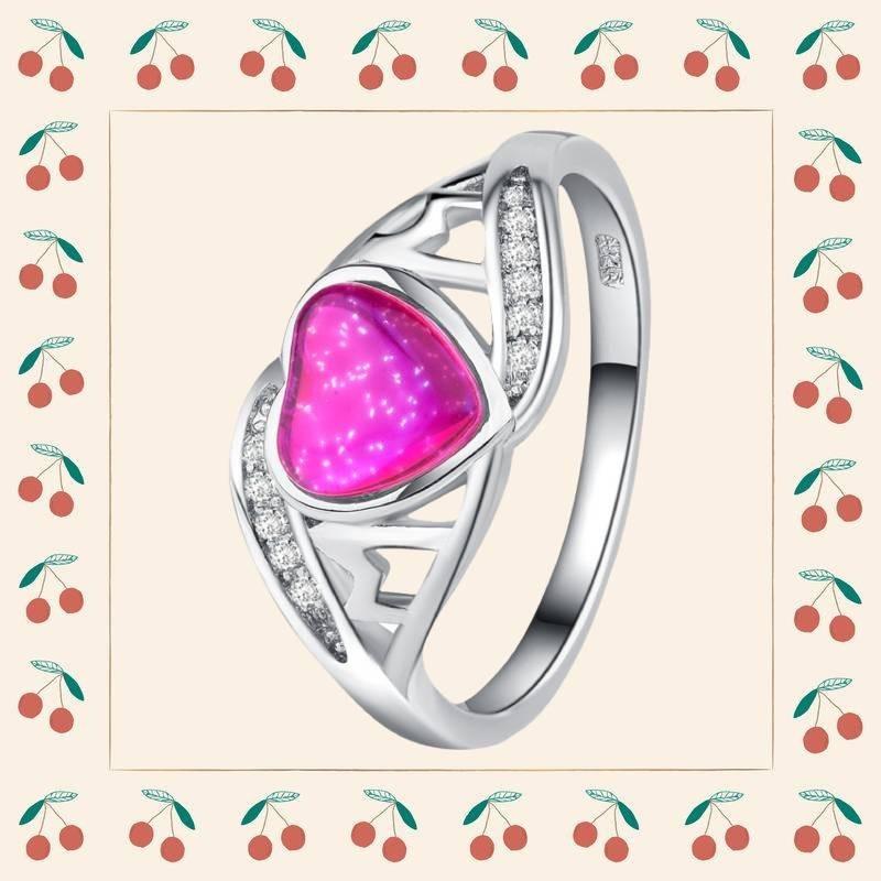 2018 Cross-border Explosion Source Fantasy Australian Peach Heart Ring Mother's Day Gift Mom Inlaid Diamond Ring