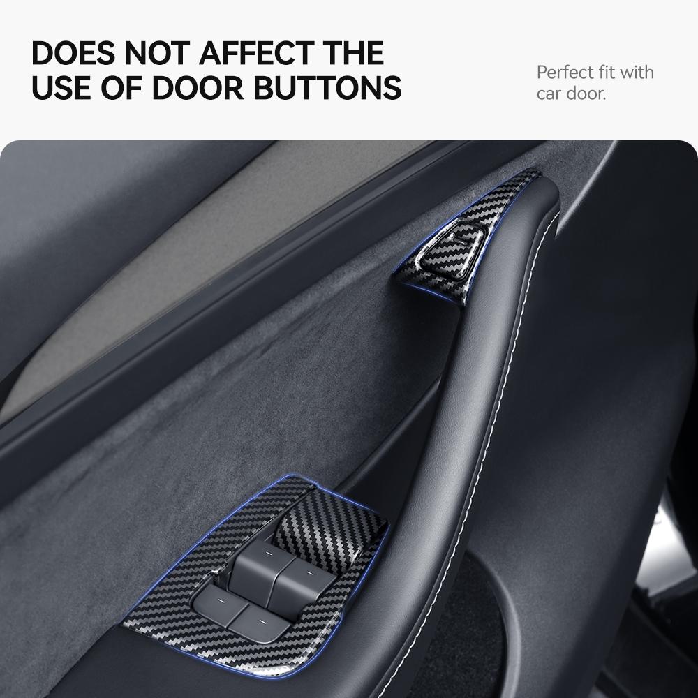 Наклейки на кнопку открытия двери автомобиля YZ из углеродного волокна для Tesla Model 3 Y, напоминание об открытой двери, подлокотник, кнопка подъема окна, переключатель