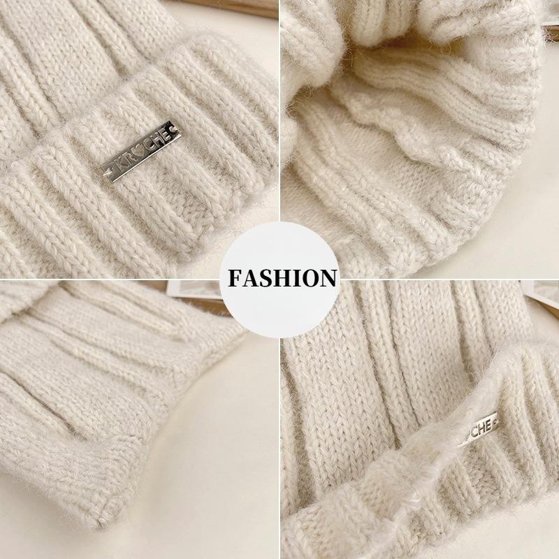 Милая шапка-бини с кошачьими ушками для женщин, однотонная, теплая вязаная шапка для улицы, защита ушей, шапка-пуловер, вязаный крючком берет