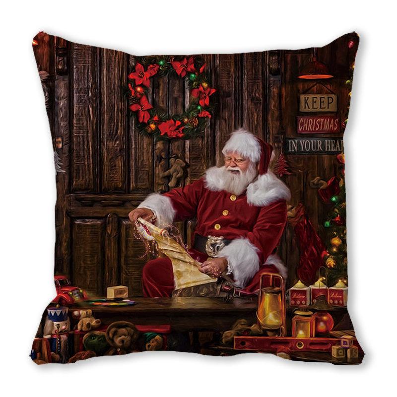 Новый год с Рождеством Санта-Клаус с принтом наволочка для украшения дома квадратная наволочка 45x45 см