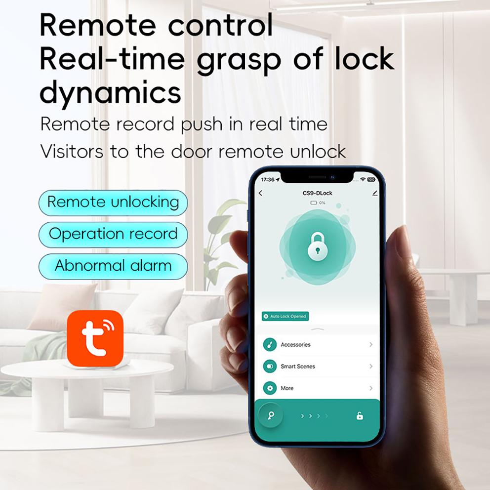 Интеллектуальный замок для деревянной двери офиса, полностью автоматическое запирание, защита от граффити через приложение с паролем