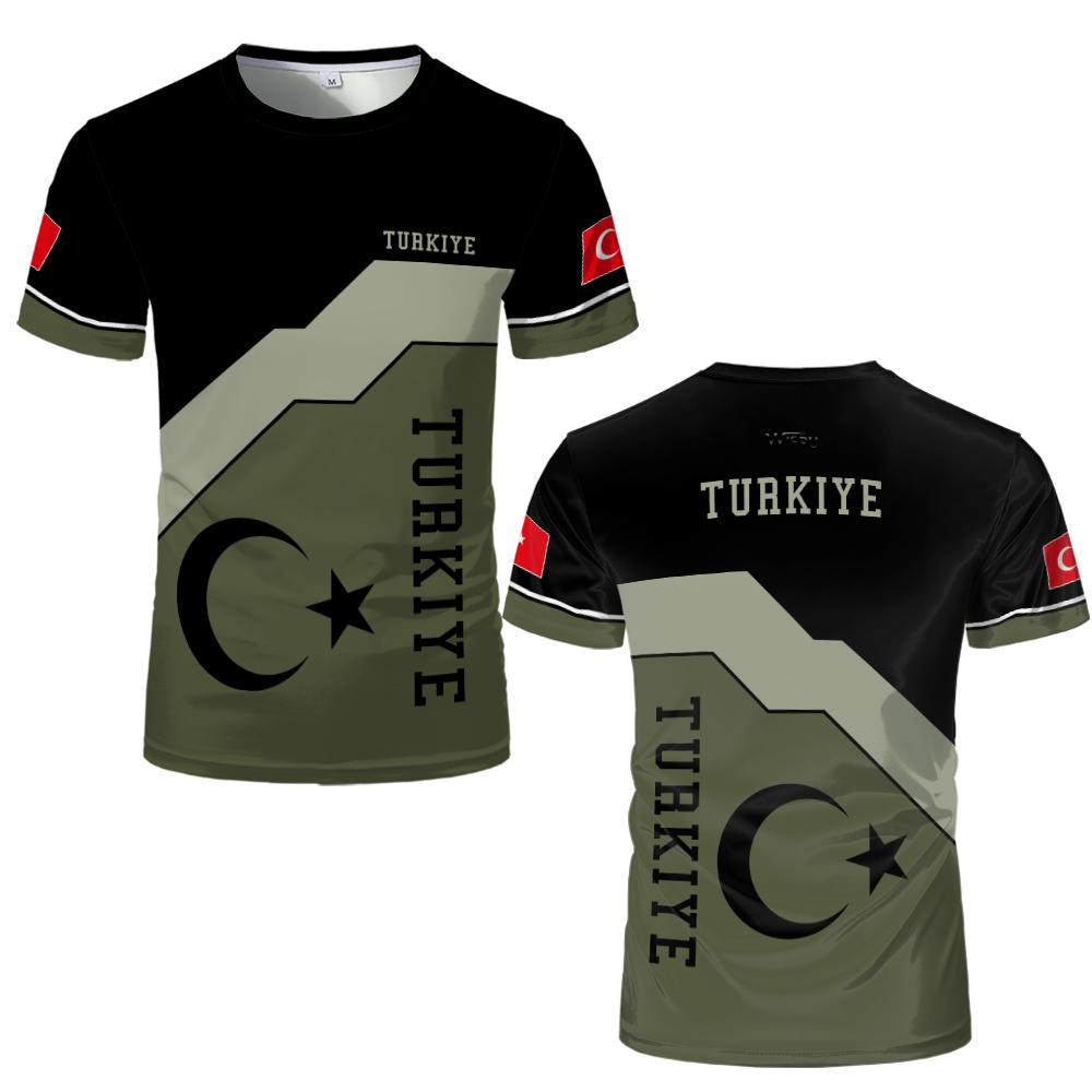 Turkish Graffiti-style Printed T-shirt Men's Turkish Flag Graphic O-Neck Tee Unisex Breathable Sports Casual Short-sleeved Top