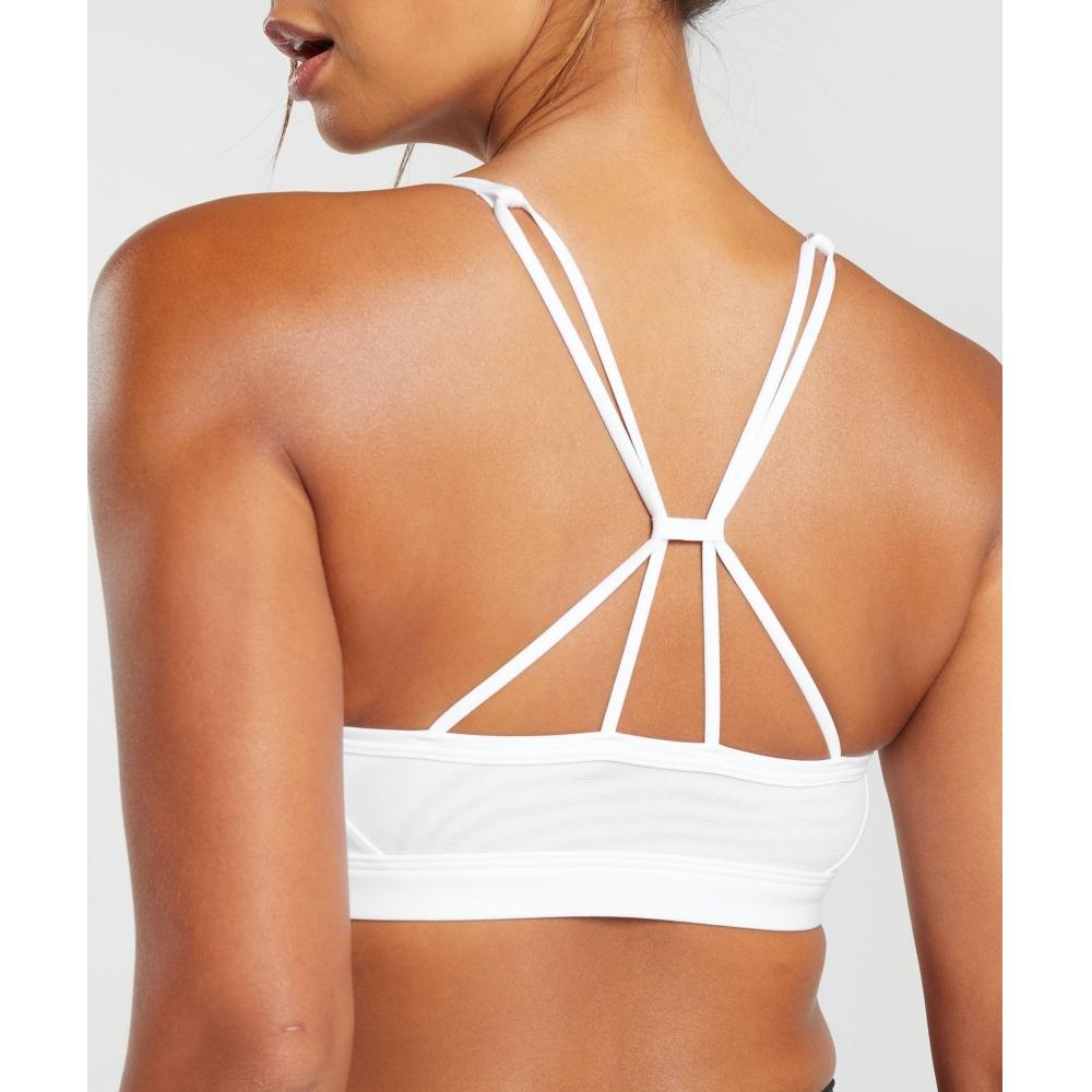 Gymshark Спортивный бюстгальтер с рюшами и бретельками, белый B6a6i Wb57