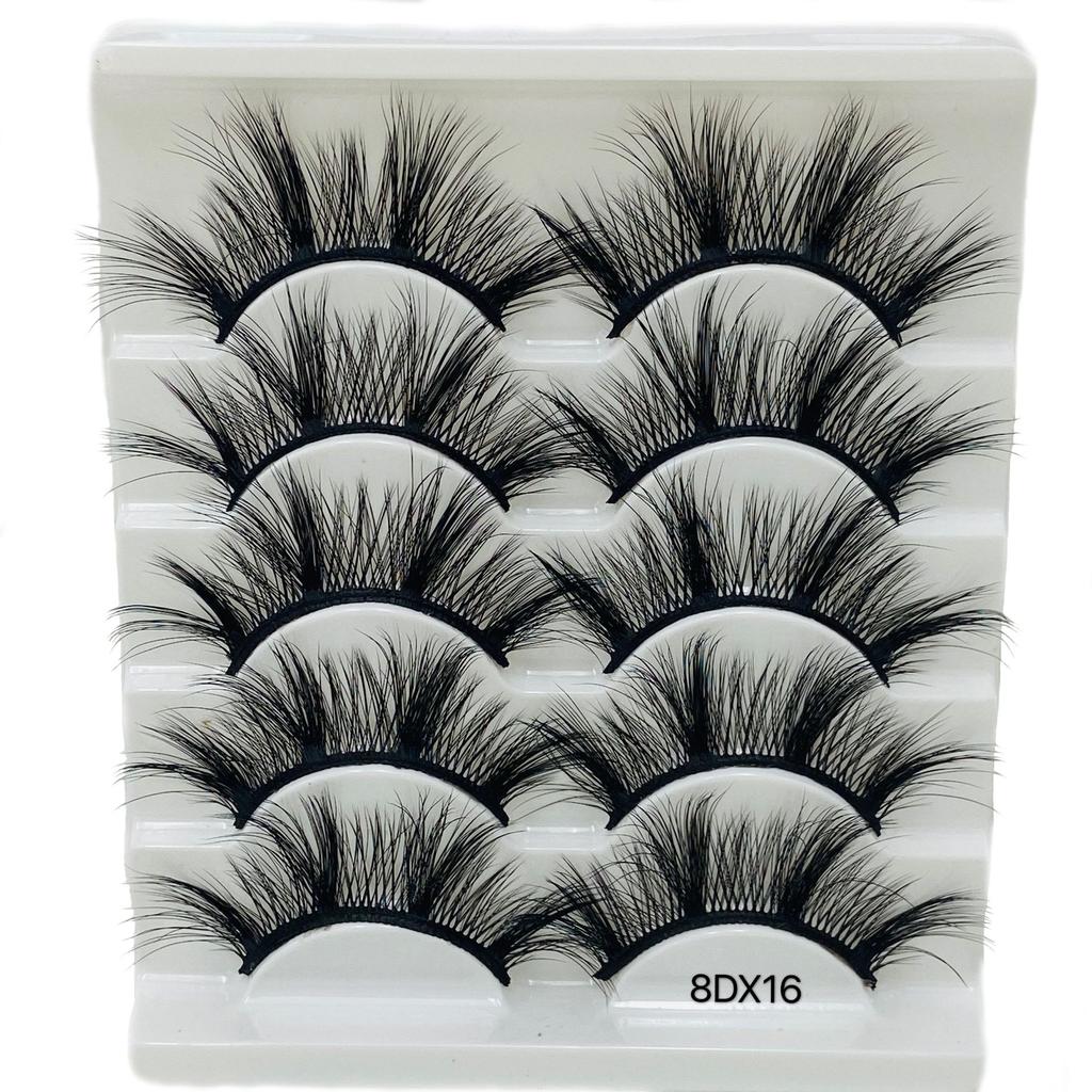 Beauty Eye Makeup Tools Criss-cross Thick Long False Eyelashes Wispies Fluffies 8D Mink Hair
