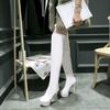 Fashion Women Over The Knee High Boots Winter Shoes Thin High Heel Pointed Toe Women Motorcycle  Boots Sexy Black White Brown Botas Ghn5