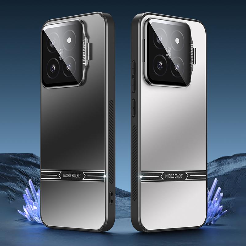 Для Xiaomi 14 матовые чехлы для сотовых телефонов PC+TPU чехол с рамкой объектива подставка