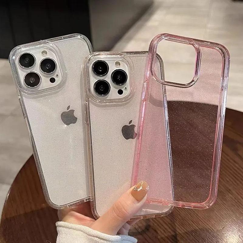 Роскошный блестящий прозрачный чехол для iPhone 11 12 13 14 15 16 Pro X XR XS Max Mini 7 Plus противоударный мягкий прозрачный чехол