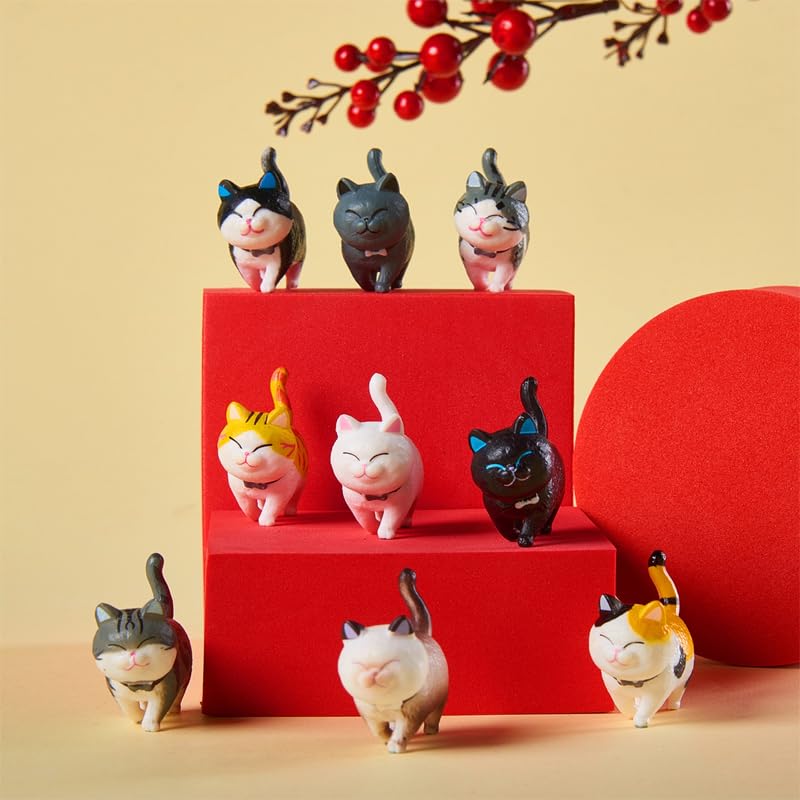 AAGWW Working Cat Figure Kitten Toy Mini Toy Cat Birthday Party Dark Colors Pieces 9 Designs 1 9 Designs 2 9 Designs Set, Figures, Characters,