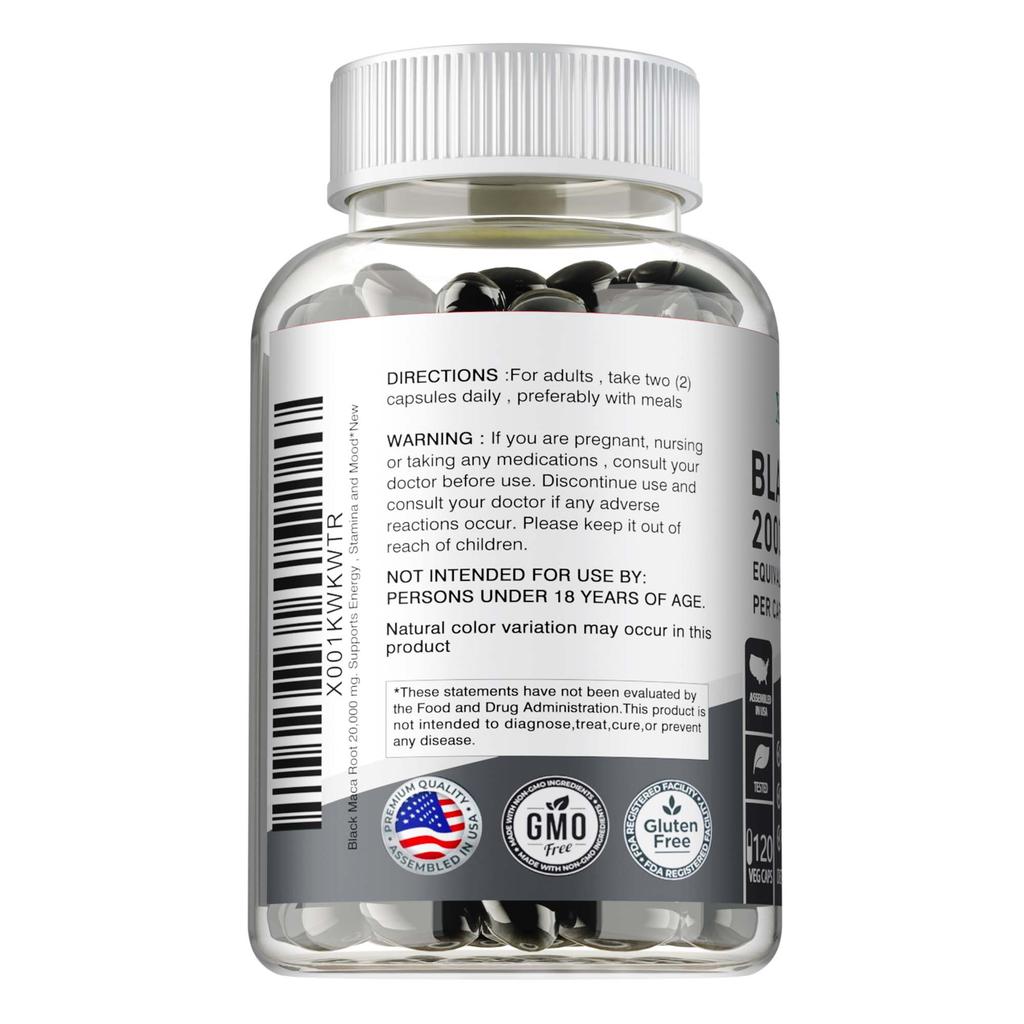 Xemenry - Black Maca Dietary Supplement Capsules - Energy