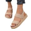 Trendy  Roman Style Women's Hemp Rope Bottom Flat Sandals Female Outdoor Wearing Rome Slope Heel Beach Shoes