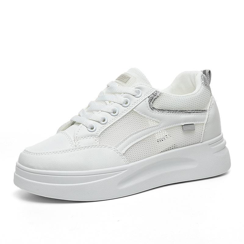 W1712 Inner Height Increase White Shoes Women's Shoes New Summer Mesh Single Shoes Trendy Versatile Casual Board Shoes