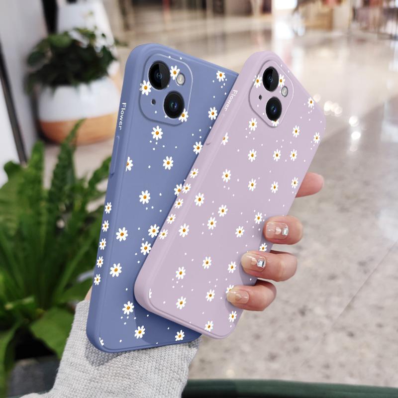 Цветочный чехол с ромашками для iPhone 17 17 Air 16 15 14 13 12 11 X XR XS Plus Pro Max Mini Силиконовый чехол