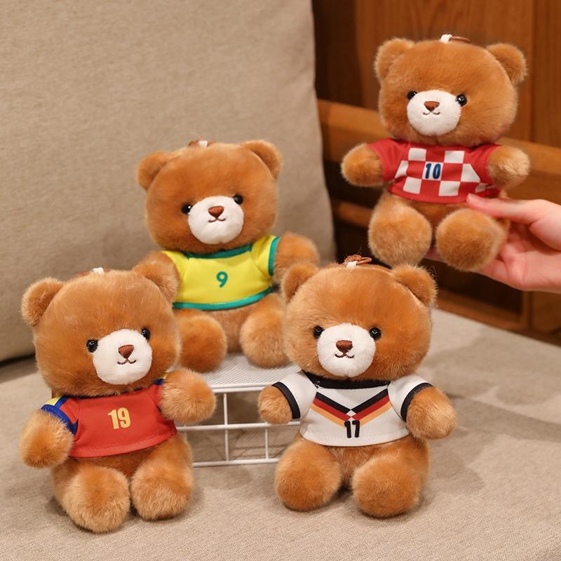 16Cm Football Jersey Bear Plush Pendant Stuffed Dressed Sport Animal Keyring Decor Plushie For Bag Gift