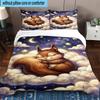 Squirrel Dreams Under Moonlight 3pcs Bedding,Including 1pc Duvet Cover And 2pcs Pillowcases Perfect for Christmas,Ideal for Bedroom, Dormitory