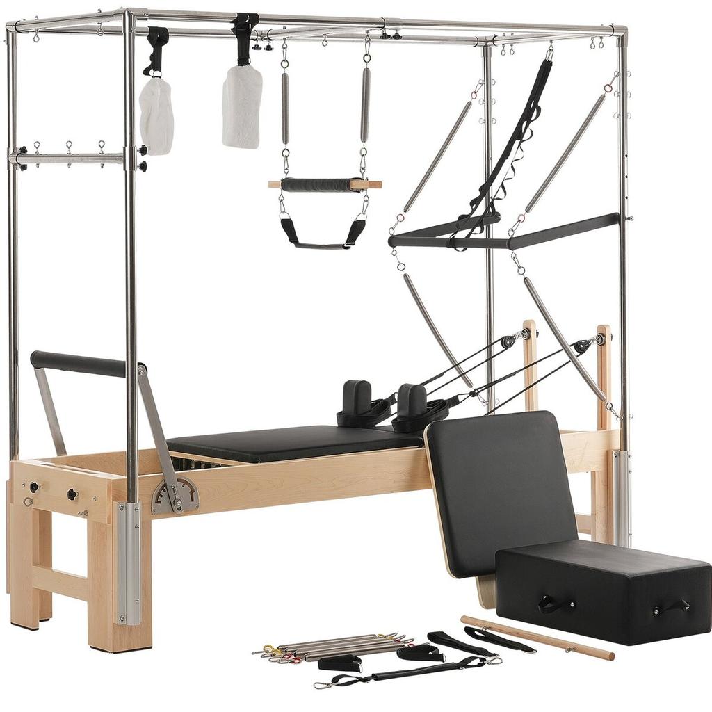 Pilates Reformer Wood Pilates Machine Home Gym Workout Equipment