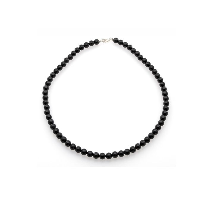 Collier en Perles Rondes Noir 8 mm 45 cm