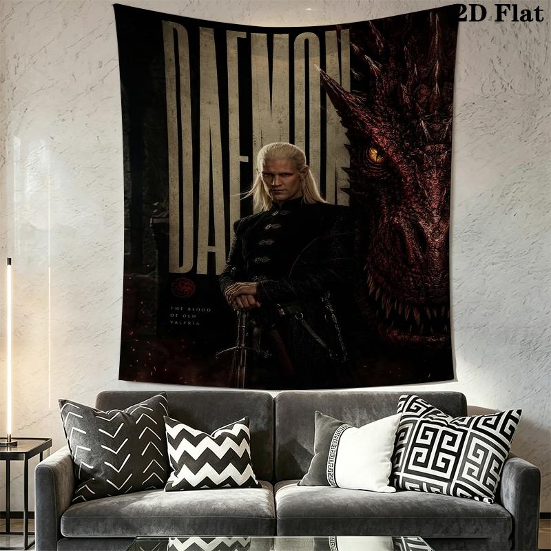 Daemon Targaryen Wall Tapestry Aesthetic Wall Hanging Printed Fabric Blanket Decorative Tapestries for Bedroom Living Room Home Decor