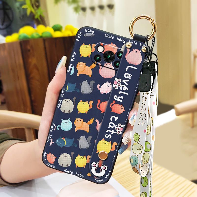 Dirt-resistant Wrist Strap Phone Case For Xiaomi Poco X3 NFC/X3 Pro Durable Cartoon Shockproof Waterproof Protective