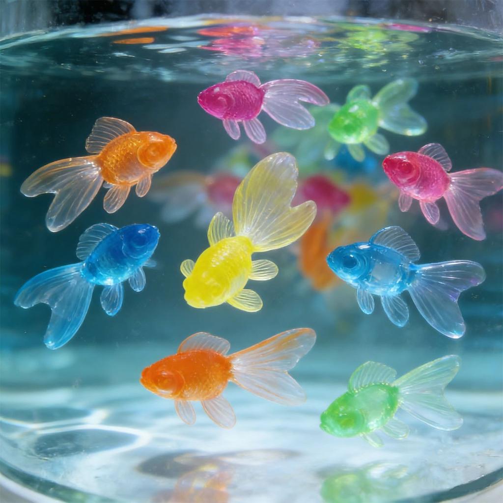 12 шт. Пластиковые плавающие искусственные золотые рыбки с 2 сетями - Реалистичный водный декор