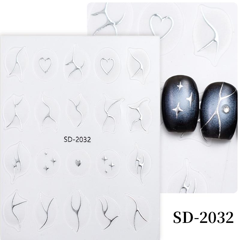 French Line Stripe 3D Nail Stickers Gold Silver Metal Lines Nail Transfer Stickers Multi-size Strip Wave Decoration Decal Tips