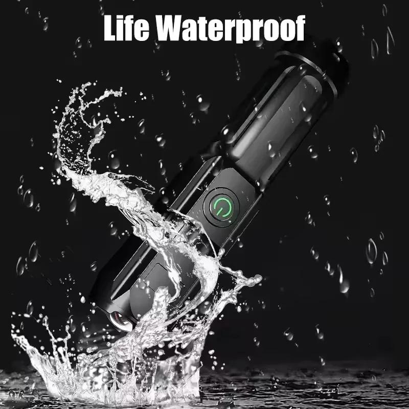 Ultra-bright LED Flashlight Rechargeable Torch Outdoor Zoomable Lantern Portable Waterproof Light for Camping Hunting Hiking