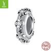 S925 Sterling Silver Retro Cross Silicone Positioning Bracelet Beads, Popular Silver Beads Loose Beads