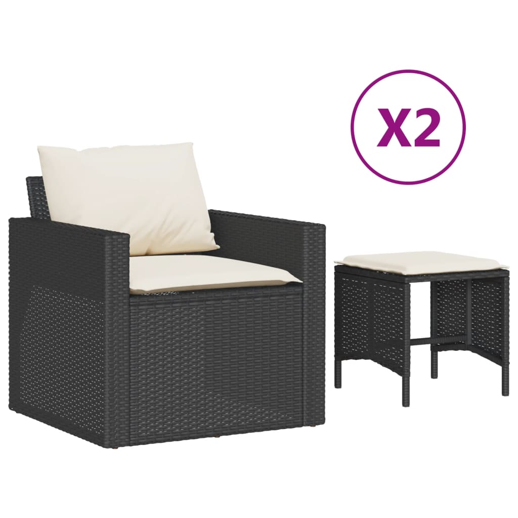 Vidaxl 4-Cz. Садовый комплект для отдыха, подушки, черный ротанг ПЭ