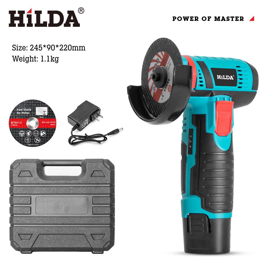 HILDA 12V Мини-угловая шлифмашина (болгарка) 3 дюйма, бесщеточная, литий-ионная, для домашнего использования