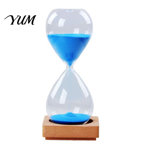 Productivity Timer for Reading 5 Minutes Glass Hourglass with Wooden Base, Modern Decorative Sand Timer, Base Time Management Tool Drop Shape