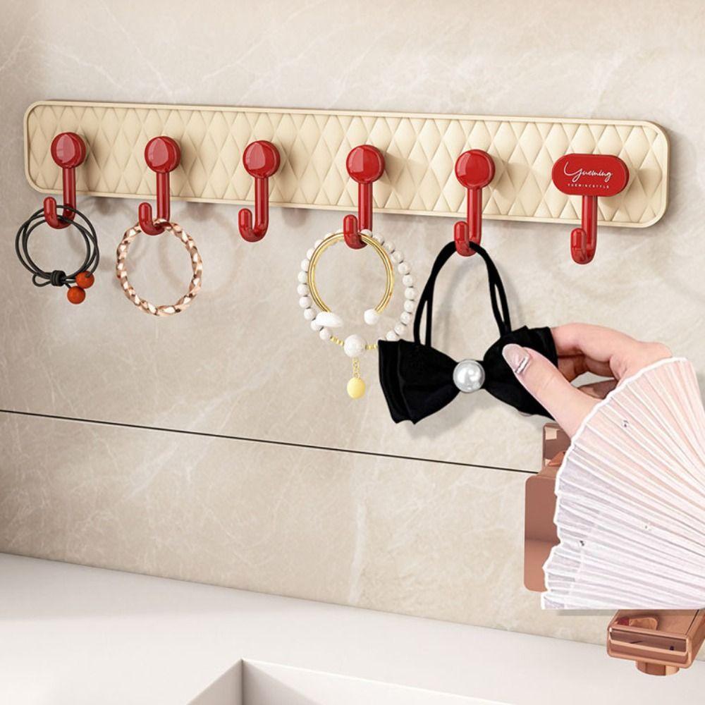 No-Punch Sundries Storage Hook 6 Hooks Hanging Coat Rack Durable Suction Cup Clothing Hook  Kitchen